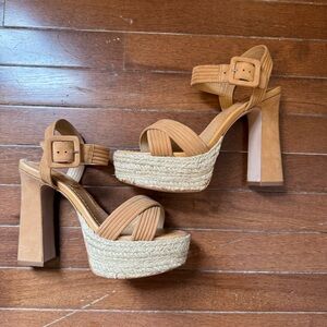 NWT Schutz Blisse Platform Tan Leather Sandals